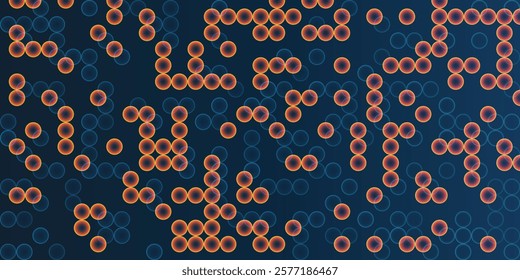 Abstract Digital Illustration Featuring a Pattern of Glowing Red, Blue and Brown Bubbles on a Dark Background. Perfect for Futuristic, Scientific or Technological-themed Designs