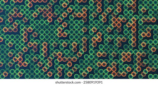 Abstract Digital Illustration Featuring a Pattern of Glowing Green, Yellow and Brown Bubbles on a Dark Background. Perfect for Futuristic, Scientific or Technological-themed Designs