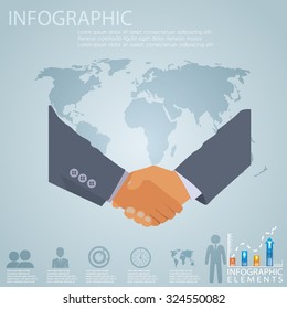 Abstract  digital illustration Infographic. businessman's hand shaking
