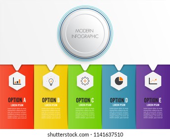 Abstract digital illustration Infographic five otions. Vector illustration can be used for workflow layout, diagram, number options, web design.