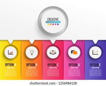 Abstract digital illustration Infographic five otions. Vector illustration can be used for workflow layout, diagram, number options, web design.