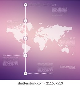 Abstract digital illustration Infographic. Map on blurry background. Website icons template.
