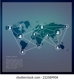 Abstract digital illustration Infographic. Map on blurry background. Website icons template.