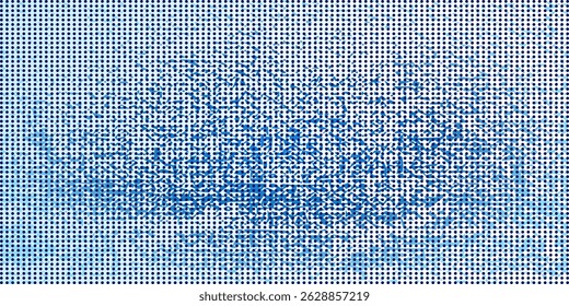 An abstract digital image featuring a blue grid pattern with a textured of jeans, cloud-like element. This image is suitable for backgrounds, textures, and design elements.