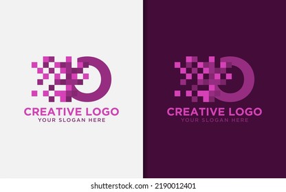 Abstract Digital Initial Letter O with Minimalist Concept Logo Design.