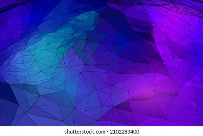 Resumen del paisaje digital de fondo azul 3D. Concepto de análisis de datos de flujo de código de información. Máscara moderna de malla de la parrilla de la partícula de los puntos conectados a la ilustración vectorial