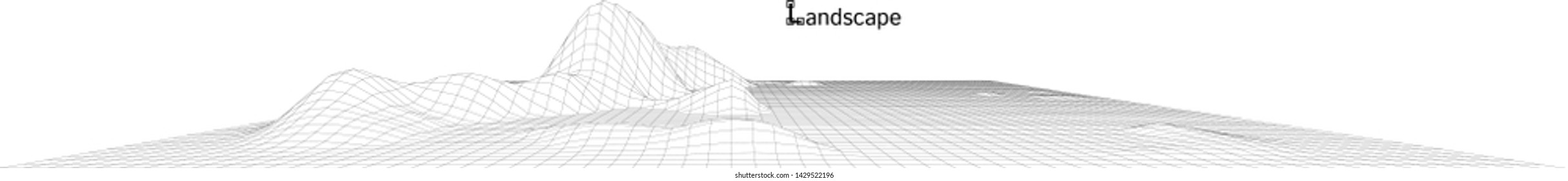 Abstract digital landscape. Cyber or technology background.Vector illustration.

