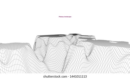 Abstract digital landscape. Cyber or technology background.Vector illustration.