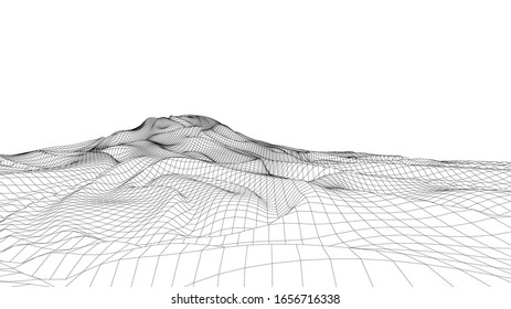 Abstrakte digitale Landschaft. Cyber-oder Technologie-Hintergrund.Vektorillustration-Abbildung.