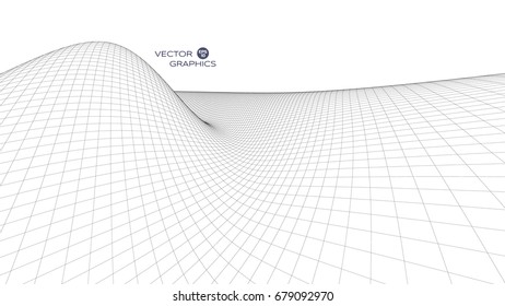 Abstract digital landscape. Cyber or technology background.Vector illustration.
