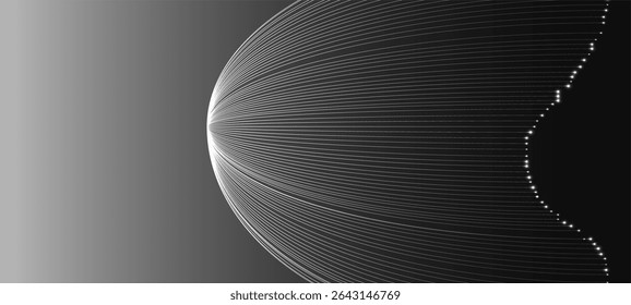 Abstract digital landscape with dynamic lines and innovative visual elements related to mathematics, physics or computer science. Distribution, vector field or trajectory calculation