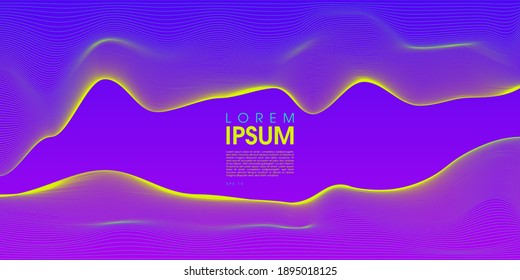 Abstract digital landscape with flowing particles. Cyber or technology background. Bigdata concept. Vector illustration.
