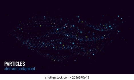 Resumen del paisaje digital con partículas fluidas o fondo vectorial de tecnología