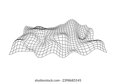 abstract digital landscape with flowing particles wireframe
