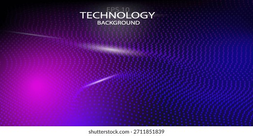 Abstract digital landscape with flowing particles. Cyber technology digital background in wavy futuristic style