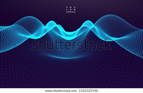Abstract digital\
landscape with flowing particles. Cyber or technology\
background.Vector\
illustration.