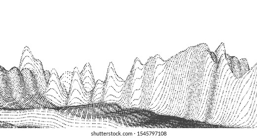 Abstract digital landscape. The illusion of life in cyberspace. Virtual reality design.