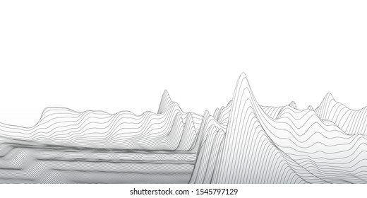 Abstract digital landscape. The illusion of life in cyberspace. Virtual reality design.