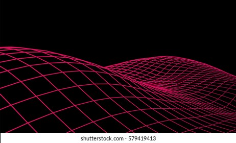 Abstract digital landscape mesh. Cyber or technology vector background