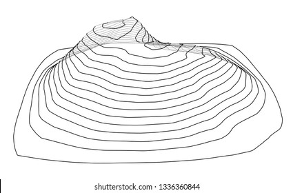 Abstract digital landscape outline. Vector rendering of 3d. Wire-frame style. The layers of visible and invisible lines are separated