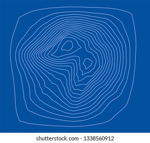 Abstract digital landscape outline. Vector rendering of 3d. Wire-frame style. The layers of visible and invisible lines are separated