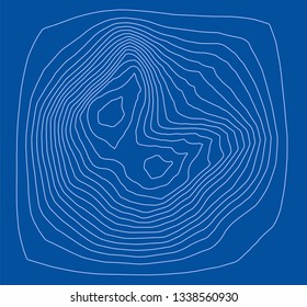 Abstract digital landscape outline. Vector rendering of 3d. Wire-frame style. The layers of visible and invisible lines are separated