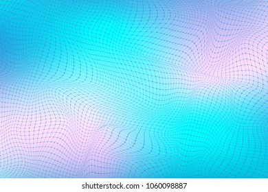 Abstract digital landscape with particles dots and lines. Big Data visualization. Wireframe landscape background. Futuristic vector illustration. Sci-Fi background