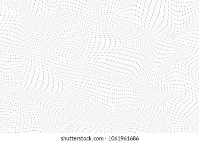 Abstract digital landscape with particles dots and lines. Big Data visualization. Wireframe landscape background. Futuristic vector illustration. Sci-Fi background