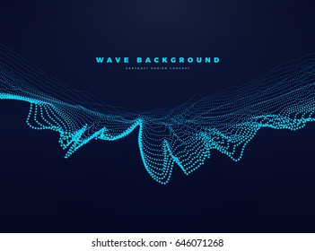 Abstract digital landscape with surface particles