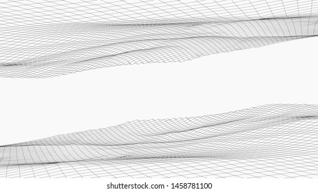 Abstract digital landscape. Wireframe landscape background. 3d futuristic vector illustration.
