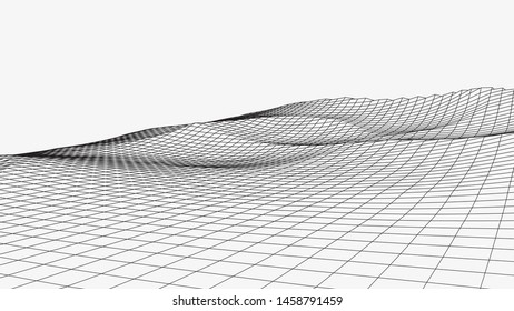 Abstract digital landscape. Wireframe landscape background. 3d futuristic vector illustration.