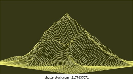 Abstract digital landscape. Wireframe landscape background. 3d vector illustration.