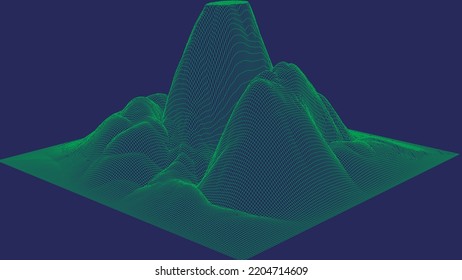 Resumen del paisaje digital. Fondo horizontal de la estructura alambrada. Ilustración vectorial futurista 3d.