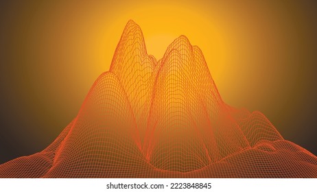 Abstract digital landscape. Wireframe landscape background. Digital landscape for presentations. 3d futuristic vector illustration.