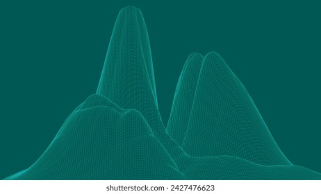 Abstract digital landscape. Wireframe landscape background. Digital landscape for presentations. 3d futuristic vector illustration.