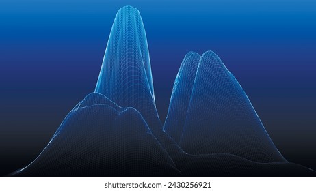 Abstract digital landscape. Wireframe landscape background. Digital landscape for presentations. 3d futuristic vector illustration.
