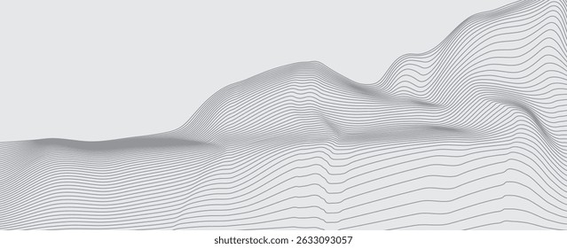 Abstract digital landscape. Wireframe landscape background. 3d futuristic vector illustration.