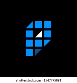 Abstract Digital Letter P Technology Logo