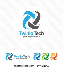 Abstract digital letter T logo design vector. Pixel concept with two letter T upside down. suitable for technology company , studio design, software , web design and any other service company.