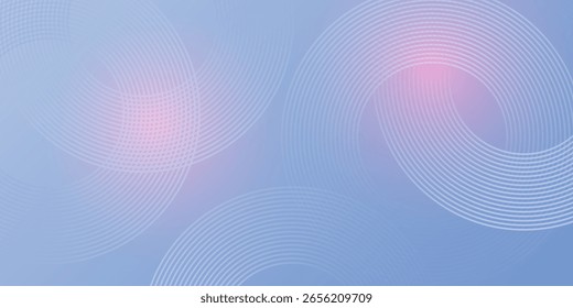 Abstractas Digital Light Pastel gradiente Fondo elegante con línea delgada Círculos concéntricos blancos y destello de sol rosa. Fondo de Tecnología moderno geométrico suave.