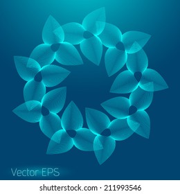 Abstract digital line art floral pattern. Element for design. 