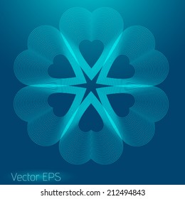 Abstract digital line art floral pattern. Element for design. 
