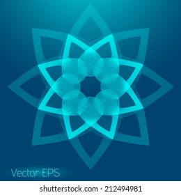 Abstract digital line art floral pattern. Element for design. 