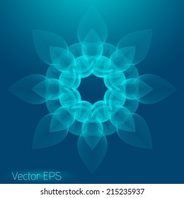 Abstract digital line art floral pattern. Element for design. 