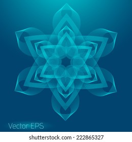 Abstract digital line art floral pattern. Element for design. 