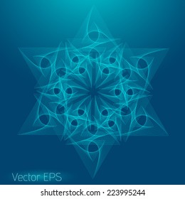 Abstract digital line art floral pattern. Element for design. 