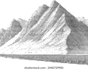 Abstract digital line art of mountains.