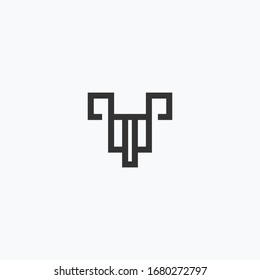 Abstract digital logo concept of horned animal head such as goat, sheep, bull, bison.