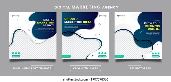 Abstract Digital Marketing Agency Social Media Post Templates.