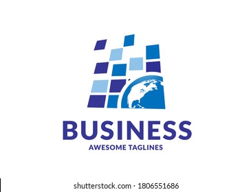 abstract digital media globe logo vector